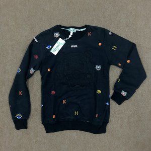 Kenzo Women Embroidery Dark Navy Sweatshirt L